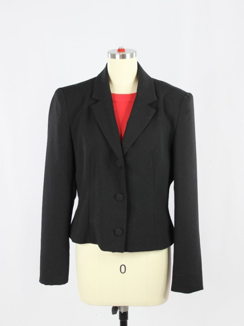 ZARA Black Crepe Oversized Single Breasted Cropped Blazer Suit Jacket, Size L